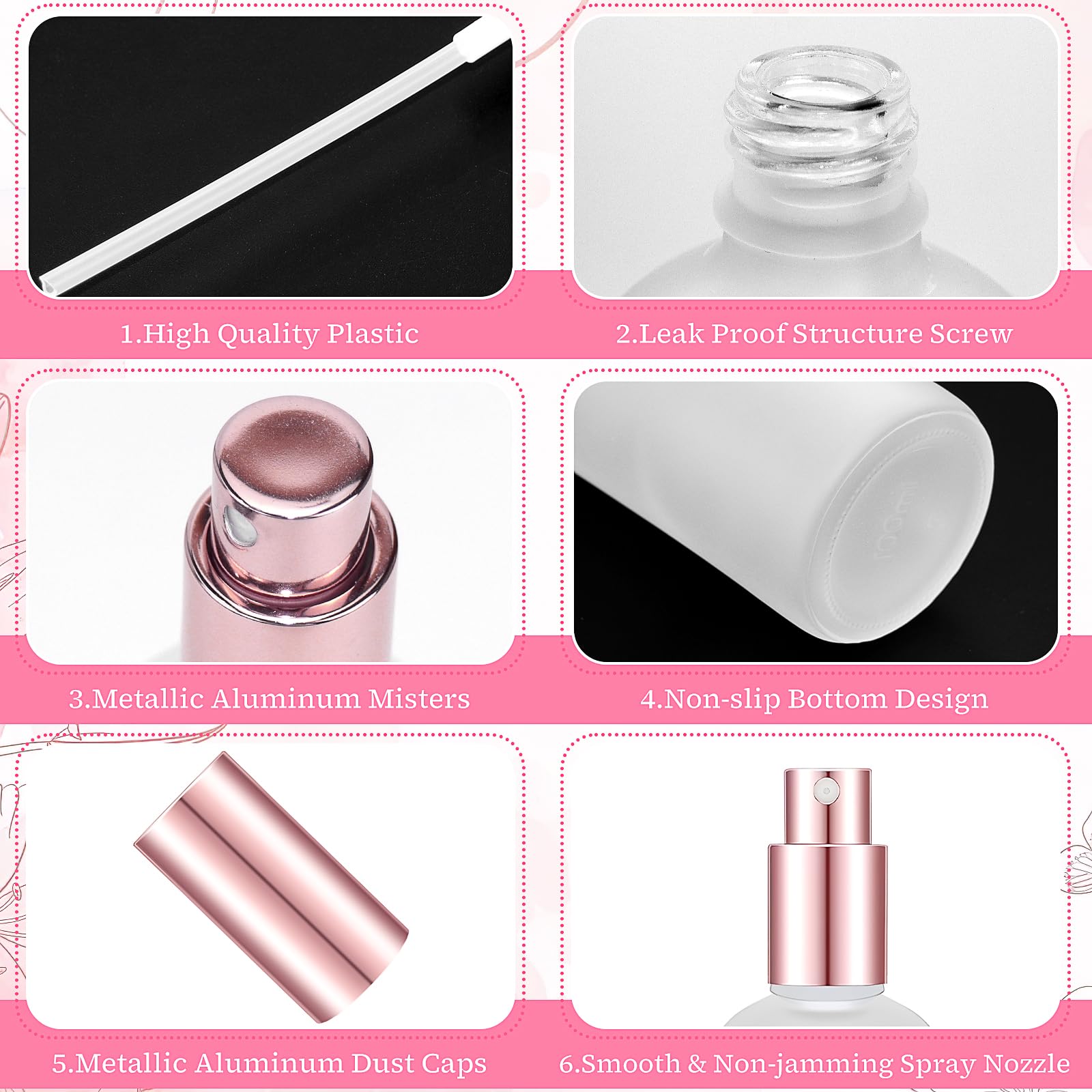 Set di 20 bottiglie spray in vetro da 100 ml, vuote in vetro con nebulizzazione fine, design opaco, bottiglie spray ricaricabili per viaggi, profumo liquido, articoli da toeletta, bottiglie di toner