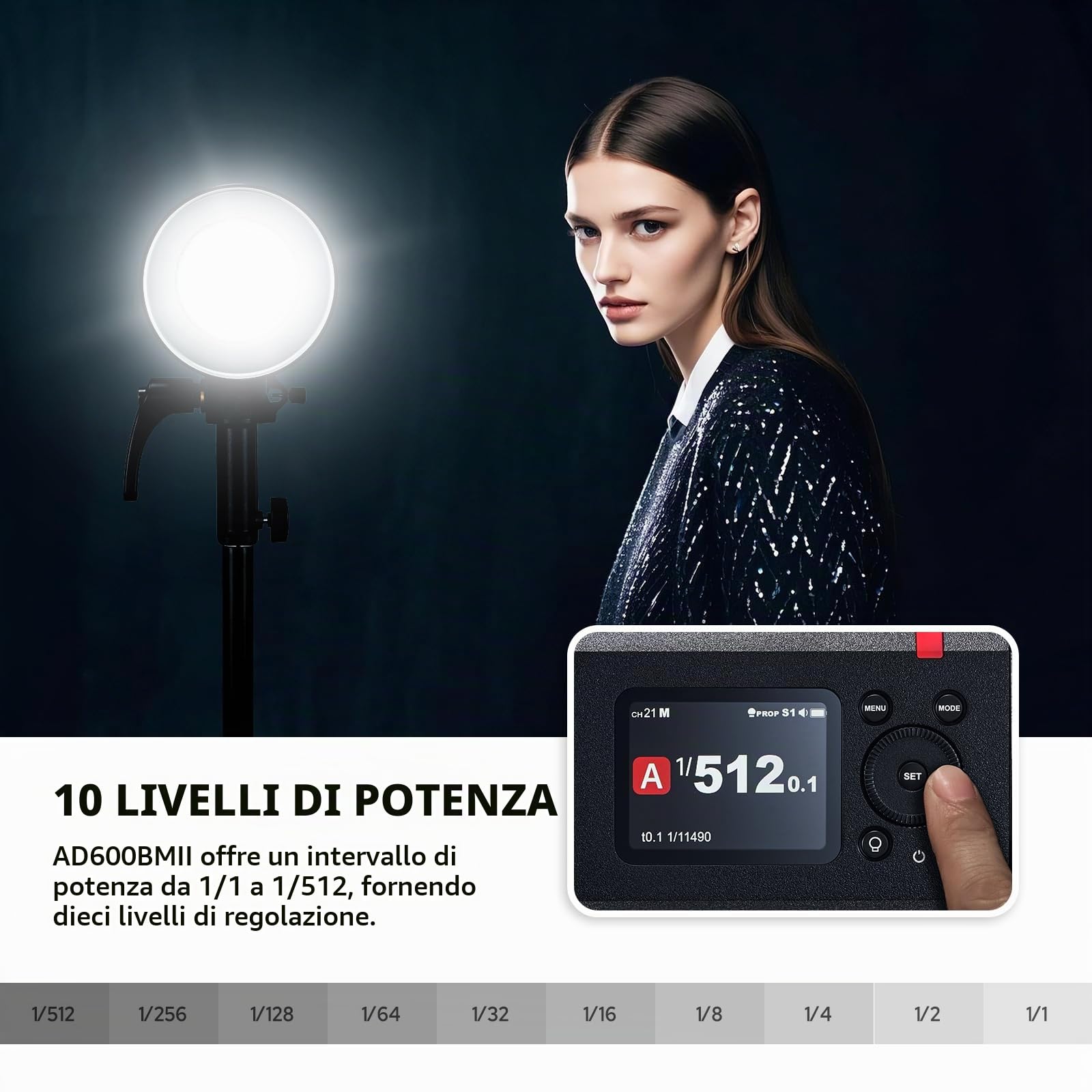 Godox AD600BM II AD600 BM II Flash, 600W HSS 1/8000s Flash per Fotografia all'aperto Luce Speedlite, Tempo di Ricarica 0,01 s-1,9 s, Batteria agli ioni di litio, Monoluci Attacco Bowens Monoluce