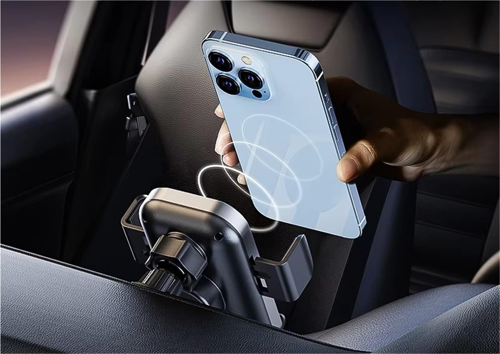 Per IPhone Caricabatterie Universale Wireless Auto Supporto Telefono Supporto 15 W Ricarica Rapida Accessori Rilevamento Intelligente Porta Cellulare Auto(Silver)