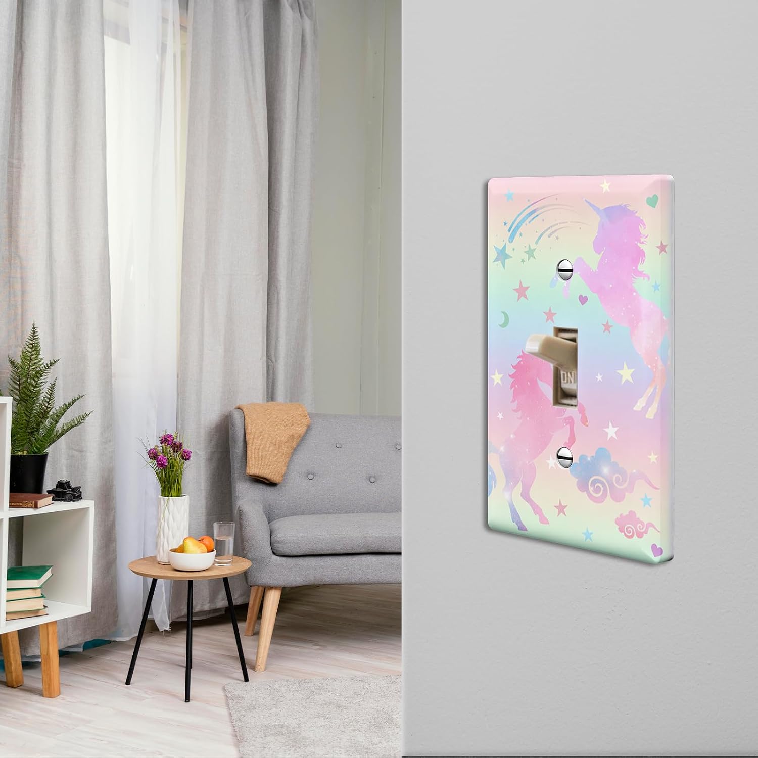 Unicorn Light Switch Cover Plate Decorative Unicorn Lover Silhouette Wall Plates 1 Gang Single Toggle Walls Plate Lightswitch Cover Outlet Electrical Switchplate Unicorns Gift Wall Decor 2 Pack