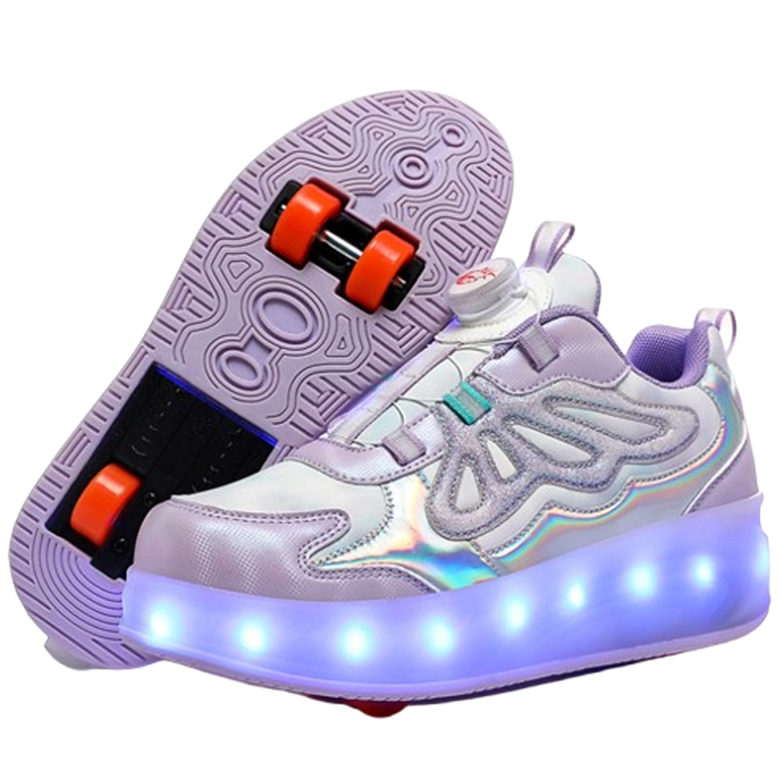 Baskets Lumineuses à roulettes pour Filles,Chaussures à roulettes,Chaussures Enfant avec roulettes,Chaussures a roulettes Retractable,Éclairage LED Couleur,Chargement USB Pratique