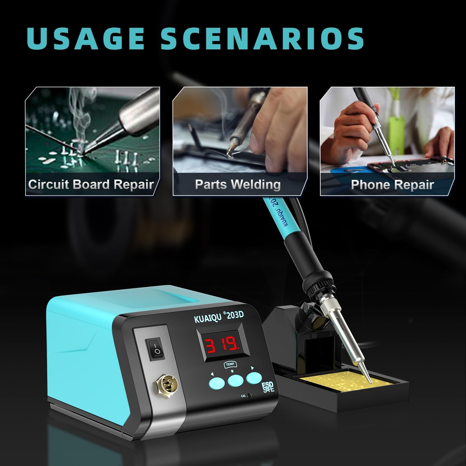 75W Digital Display Soldering Iron Station Kit,Solder Station with Ceramic Heating Element,Precision Temperature Control 122°F-896°F,Auto Sleep & ESD Safe For Electronics Repair & DIY Soldering