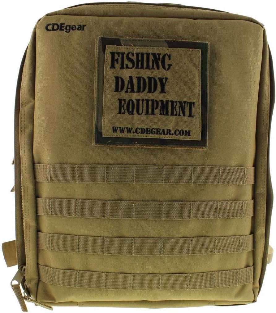 Fishing Daddy Equipment Diaper Bag (Desert Khaki with Woodland Camouflage Pattern Trim)