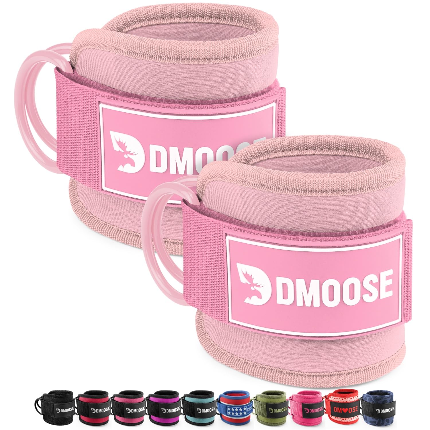 DMoose Ankle Strap for Cable Machine - One Size Fit with Premium Padding, Workout Kickback Ankle Cuffs, Ankle Bands for Working Out, Booty Workouts, Leg Extension, Hip Abductors &amp; Lower Body Exercises