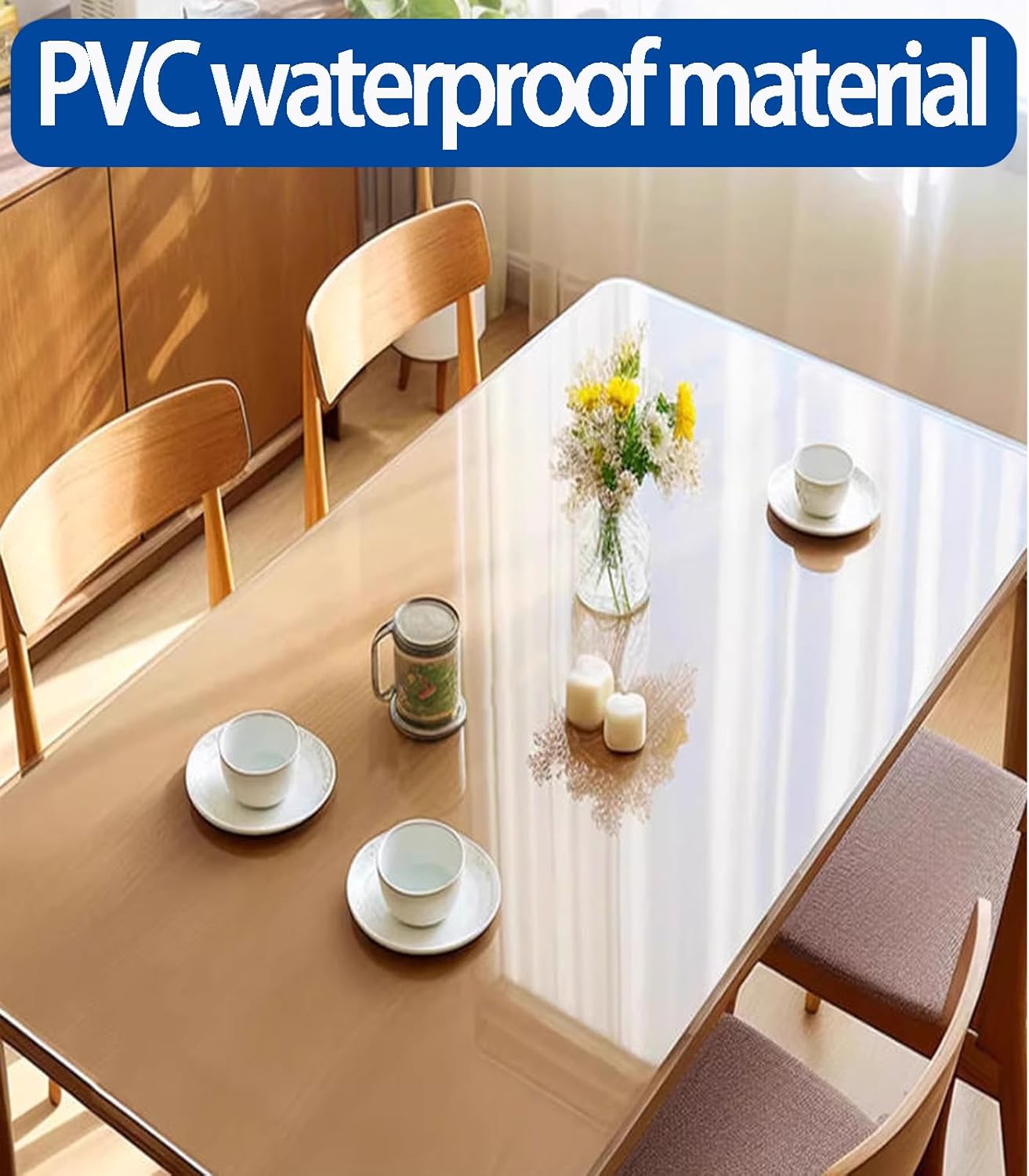 18x55InchFrosted Clear Table Protector,2mmWaterproof Oil Proof PVC Tablecloth Table Pad for End Coffee Night Stand Night Stand Transparent Plastic Soft Glass Waterproof Plastic Cover Easy Clean