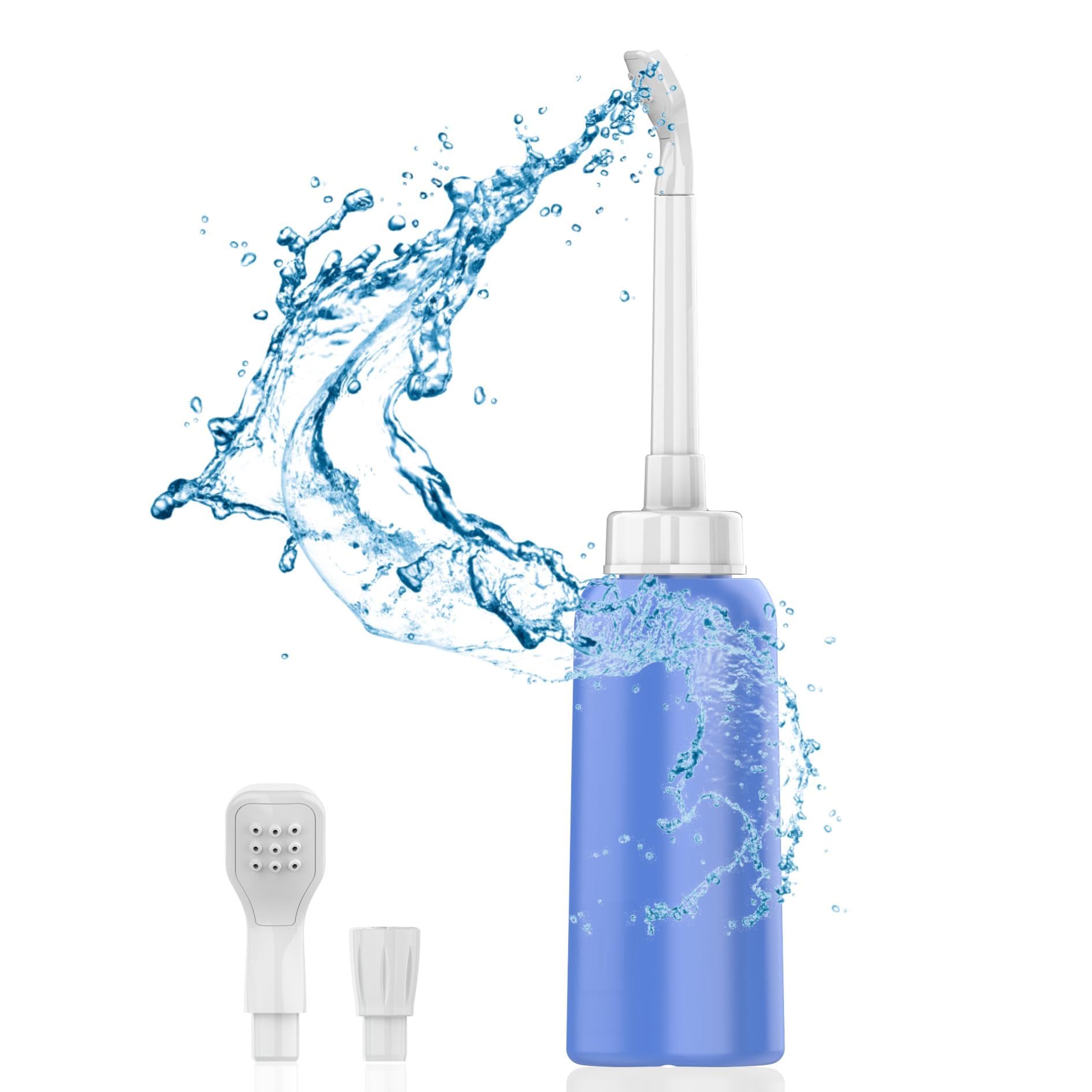 2PCS-Pack Portable Bidet 500ml for Travel Bidet Bottle with 2 Nozzle Scalable Pipe Storage Bag Peri Bottle for — view 3