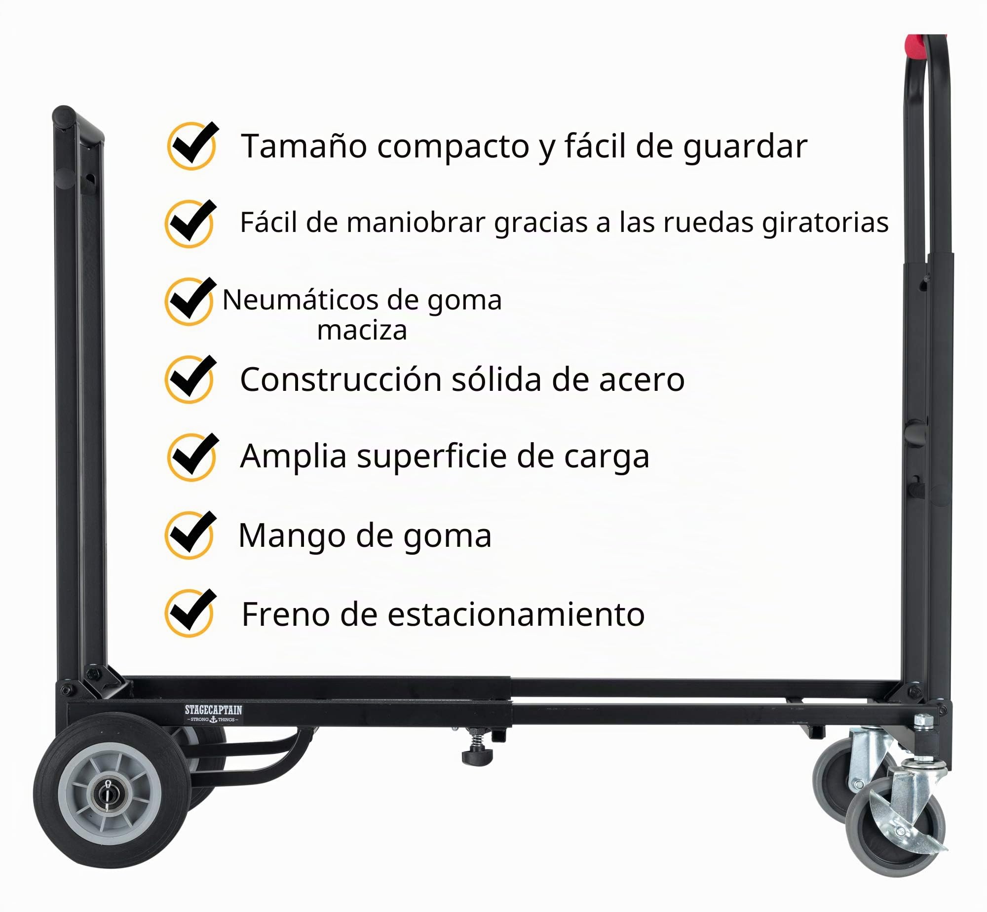 Carro de Transporte Stagecaptain Sherpa SCS-60 MKII (Medio), 5 cm x 2 | Longitud (superficie útil de carga): 58 a cm, Ancho superficie de carga: 27 cm, Ancho con ruedas: 38 cm, 5 cm x 2, 5 cm, 1 kg