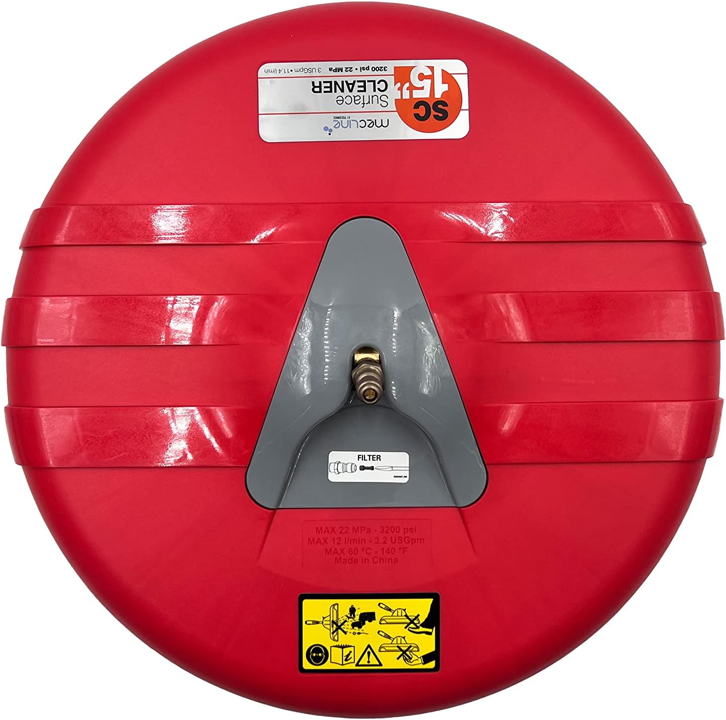 MLSC15 15 Inch Surface Cleaner. Fits AR Pro 600 Series Electric Pressure Washers or Residential Gas Pressure Washers. 3200 Max PSI, 3 Max GPM Red