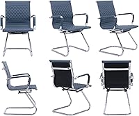 Vista 9 de VESCASA Sillas de oficina para invitados con respaldo de diseño de rejilla rómbica, sillas de recepción de piel sintética con brazos para sala