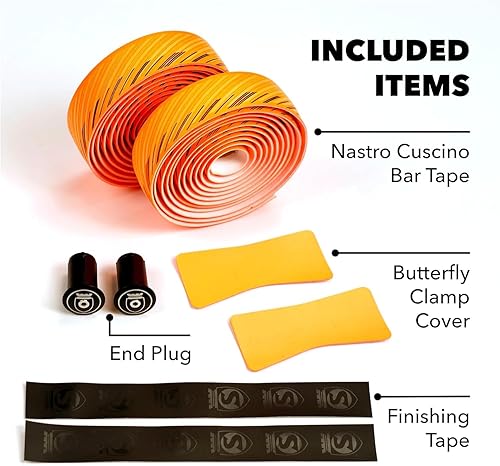 Miniatura 4 de SILCA Nastro Cuscino - Cinta para manillar de bicicleta, color rojo de 0.098 pulgadas, cinta de barra de bicicleta extra gruesa, viene con tapones