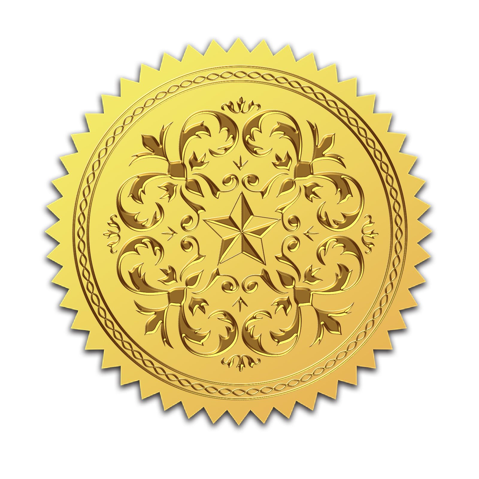CRASPIRE 100 Uds. Pegatinas En Relieve de Lámina Dorada Corona 2 Pulgadas Patrón de Estrella Autoadhesivo Sellos de Certificado Medalla Decoración Pegatina para Graduación Sellos de Notario