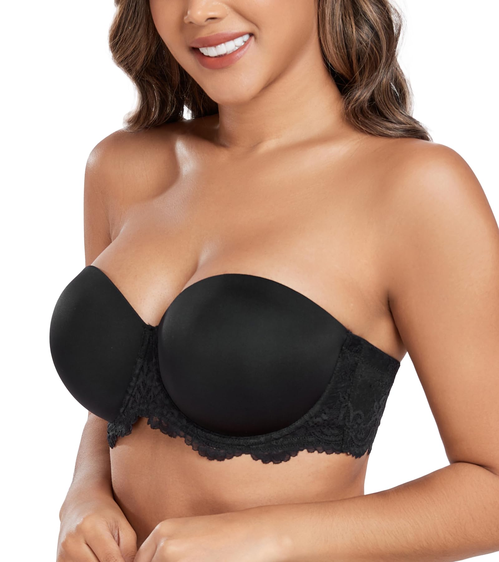 DotVol Women's Full Figure Underwire Back Lace Multiway Strapless Bra | Plus Size,Lightly Padded,Contour Beauty Back Bra