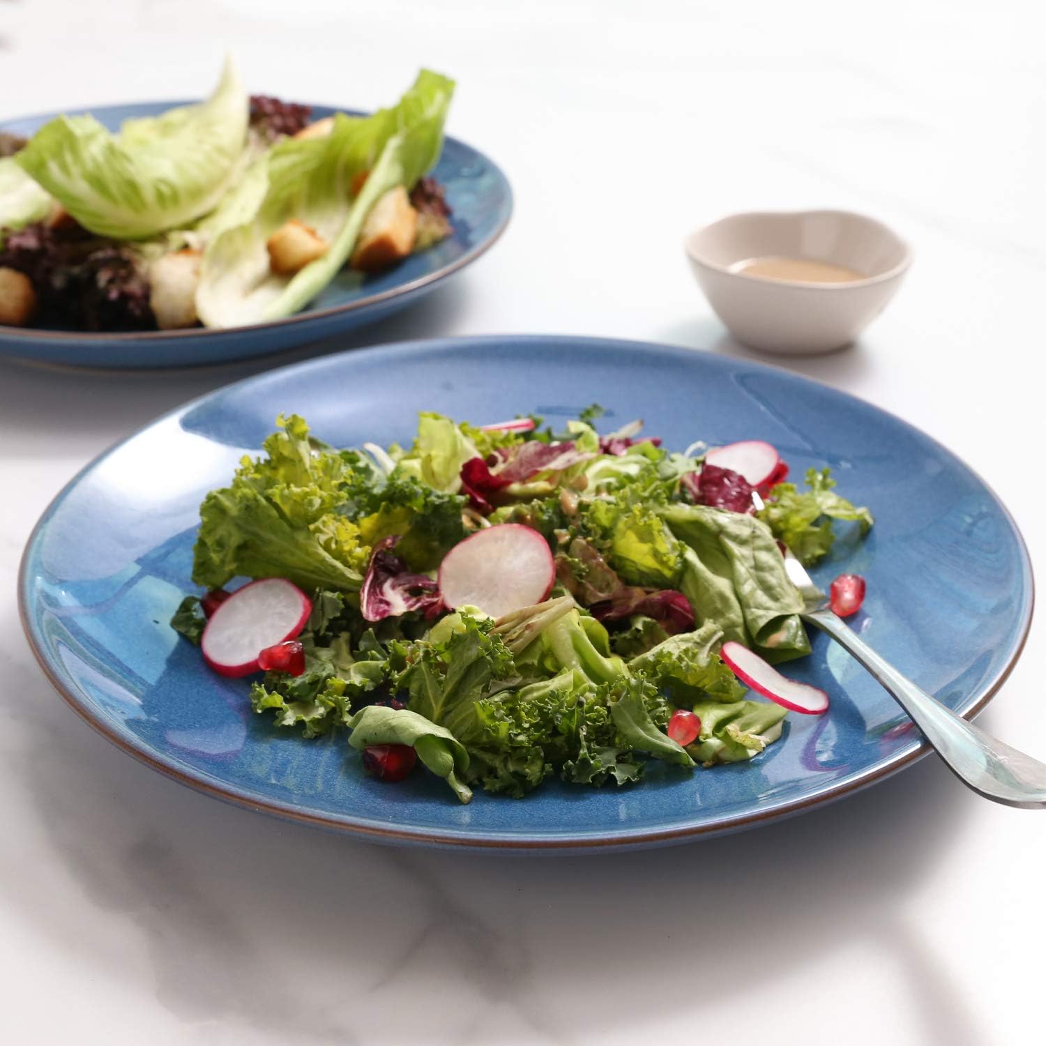  | LE TAUCI Dinner Plates 10.5 Inch, Ceramic Salad Plate Set, Kitchen Serving Dishes for Housewarming Thanksgiving Christmas, Microwave Oven Safe - Set of 6, Reactive Glaze, Ceylon Blue: Salad Plates