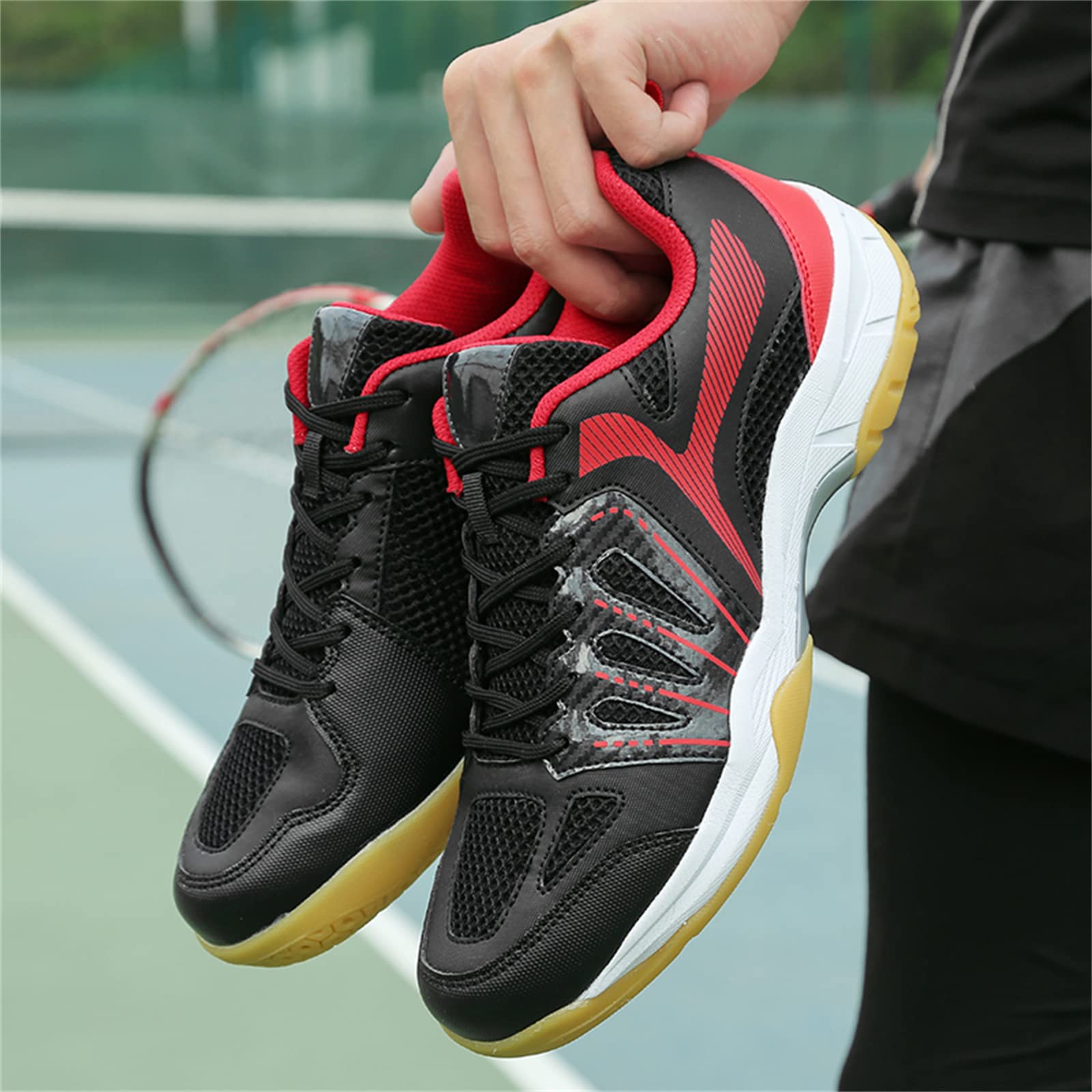 JiuQing Buty do badmintona Męskie damskie lekkie trampki do tenisa Pickleball oddychające tłumiące buty do chodzenia