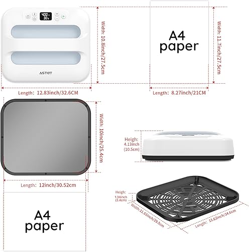 Miniatura 2 de AST&T Máquina de prensa térmica de 12 x 10 pulgadas, portátil y fácil de prensar para camisetas, almohadas, bolsas de mano y más, color blanco