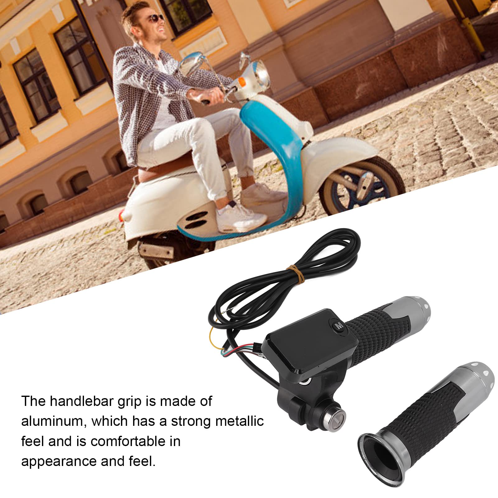Poignée d'accélérateur électrique à Deux Roues, écran LCD, poignée d'accélérateur de Torsion avec câble et Frappe à clé, Corps en Plastique ABS, Accessoire de Guidon en Aluminium