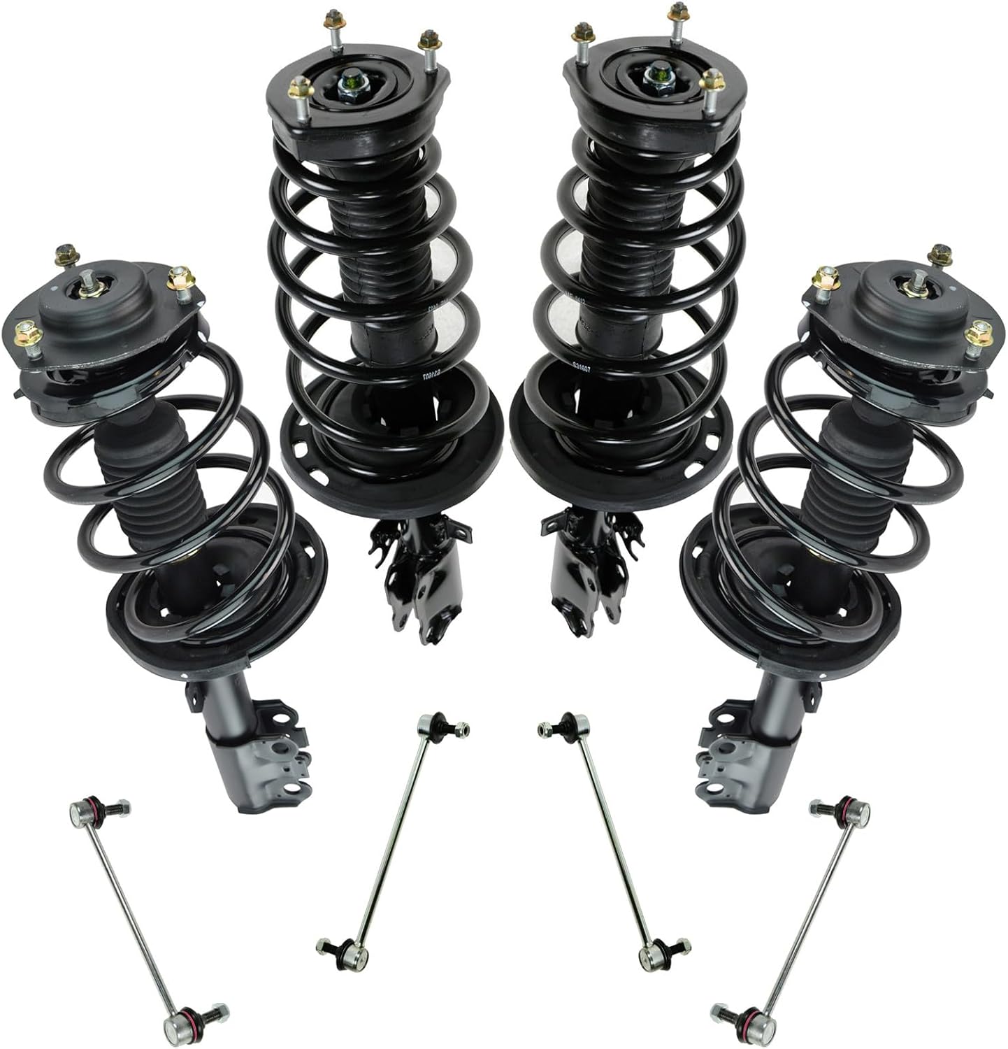 TRQ Front and Rear Suspension Kit Complete Strut & Coil Spring Assembly Sway Bar Stabilizer Link Compatible with 2007-2008 Lexus ES350 2007-2011 Toyota Camry
