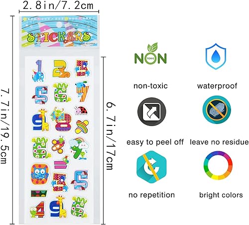 Miniatura 3 de 24 hojas (más de 300 unidades), calcomanías 3D hinchadas para niños pequeños, hojas de calcomanías preescolares a granel para recompensa,