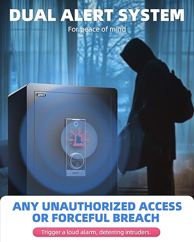 Miniatura 7 de DAYI Caja de seguridad biométrica de huellas dactilares, caja fuerte de 3.0 pies cúbicos para el hogar con bolsa ignífuga, panel táctil digital de