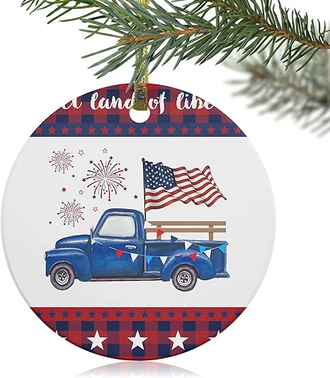 Christmas For All Pickup 2022 Amazon.com: 2021 Christmas & 2022 Valentine's Day Ornaments Décor, Blue  Independence Truck With Flag Fireworks 1 Piece 3" Double-Side Ceramics  Valentine Ornaments, Buffalo Checker Star Sweet Land Of Liberty : Home &  Kitchen