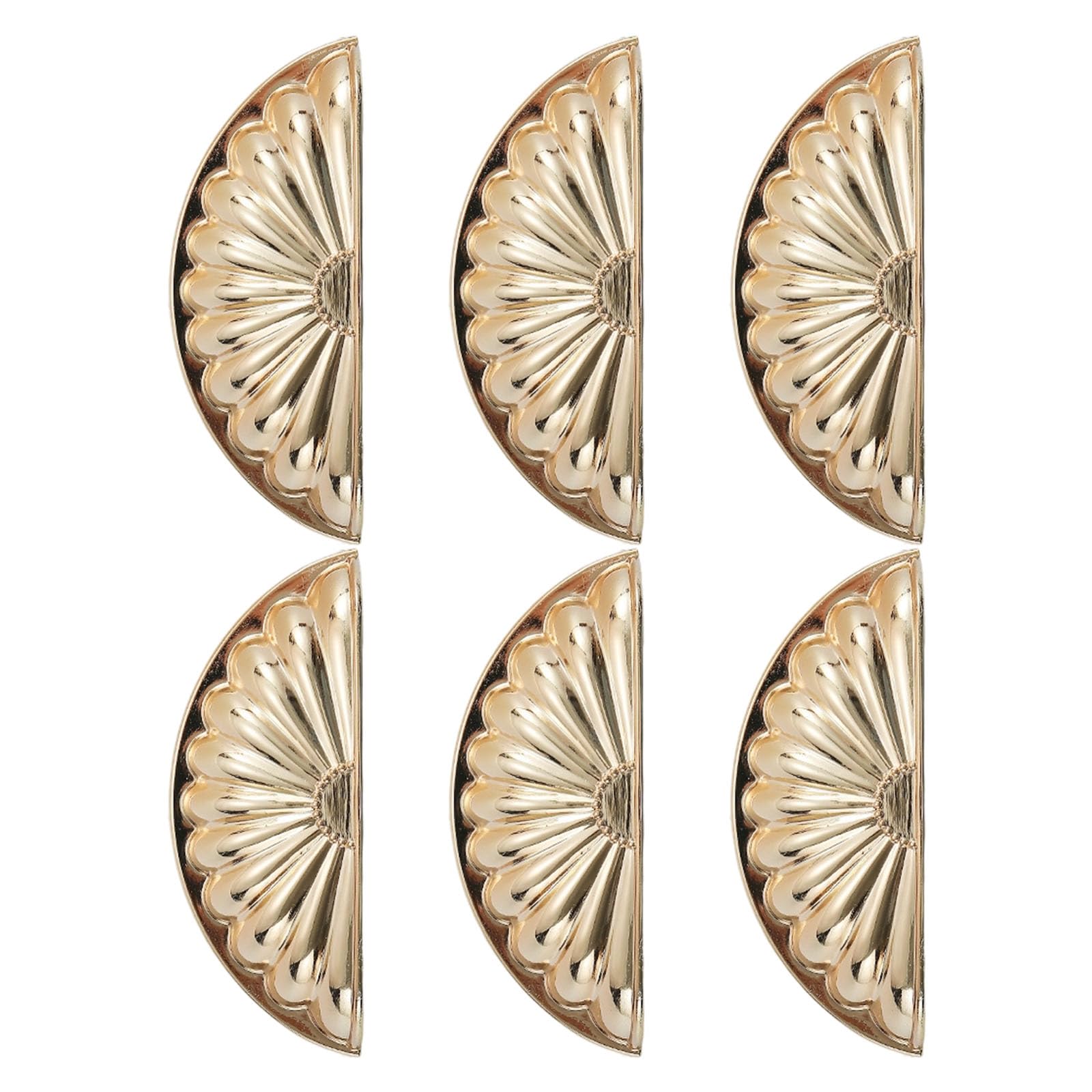 Tertioi Bright Gold 6Pcs Wardrobe Knobs Zinc Alloy Cabinet Drawer Handles Cupboard Pulls Shell Shape Furniture Decoration Furniture Handles And Knobs For Dresser Modern