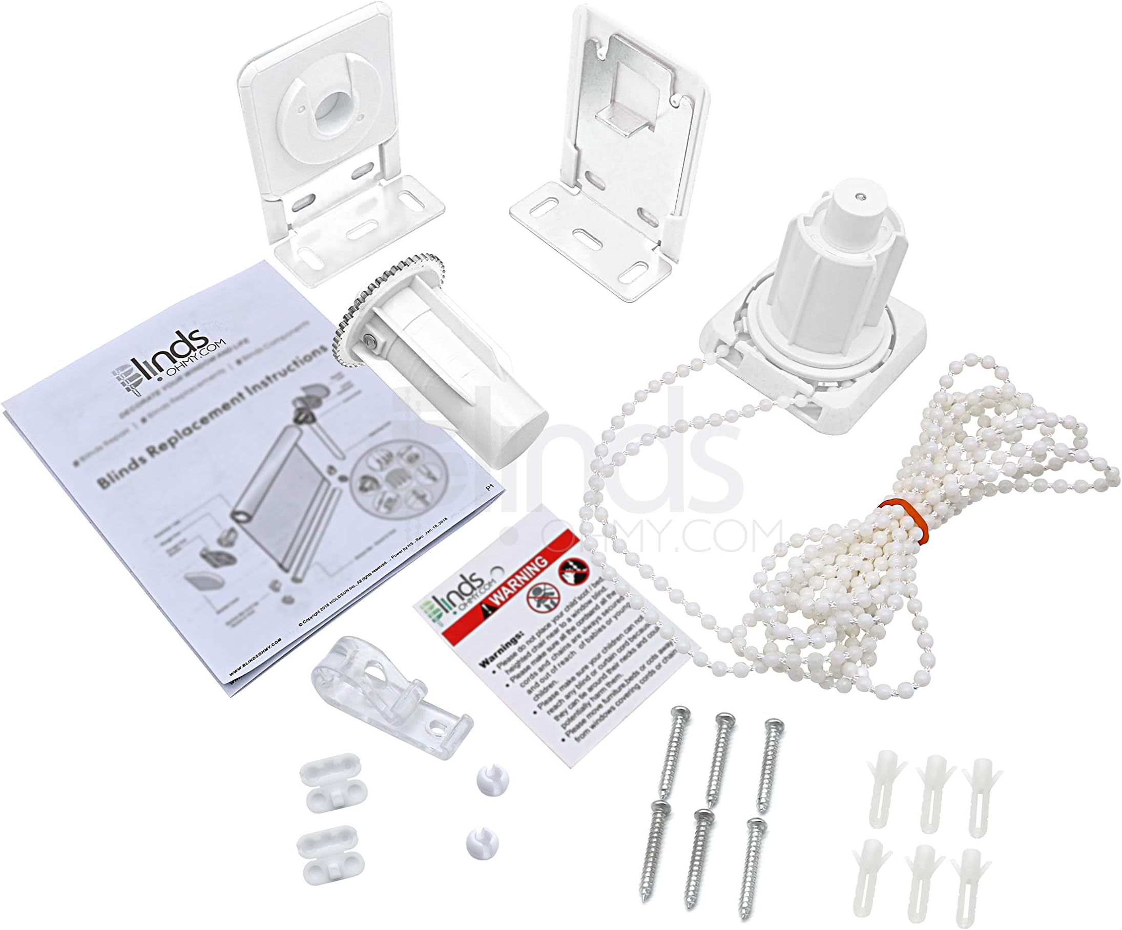 BLINDSOHMY - Roller Shade Clutch Kit 38mm + FREE E-book, Blinds Roller Shade Clutch Bracket + 3 Meters Plastic Beaded Chain Repair + 2 Blinds Connectors, Shade Repair kit for 38mm Tube, Item: #HS-3820