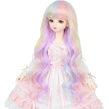 Miss U Hair 8-9 Inch 1/3 BJD MSD DOD Pullip Dollfie Wig Long Curly Hair Not for Human Rainbow
