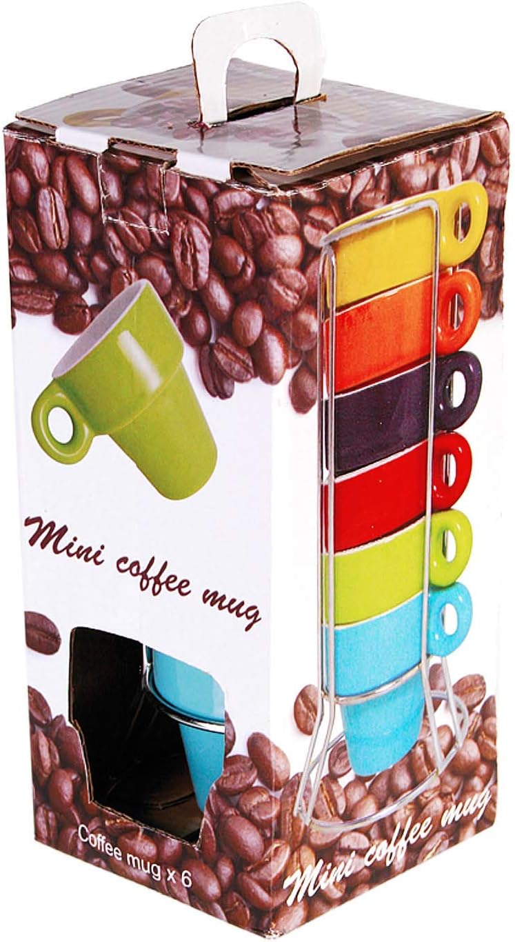 Out of the blue Espresso Cups, Ceramic, Multi-Colour, 5.4 x 5.4 x 5.5 cm