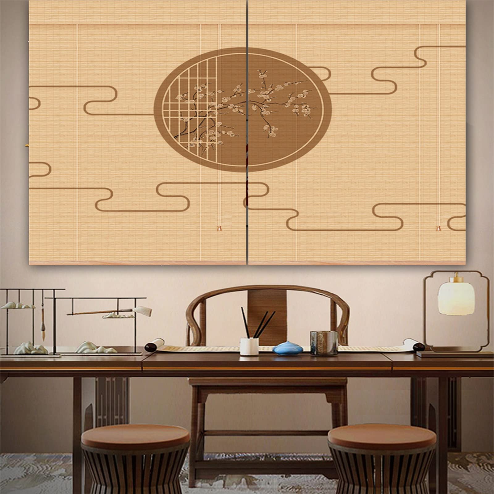 Volets Roulants en Bambou, Stores Enrouleurs Imprimés Stores Occultants Pare-Soleil Crème Solaire Impression 3D Respirante Style Ferme (Size : 200X250CM)