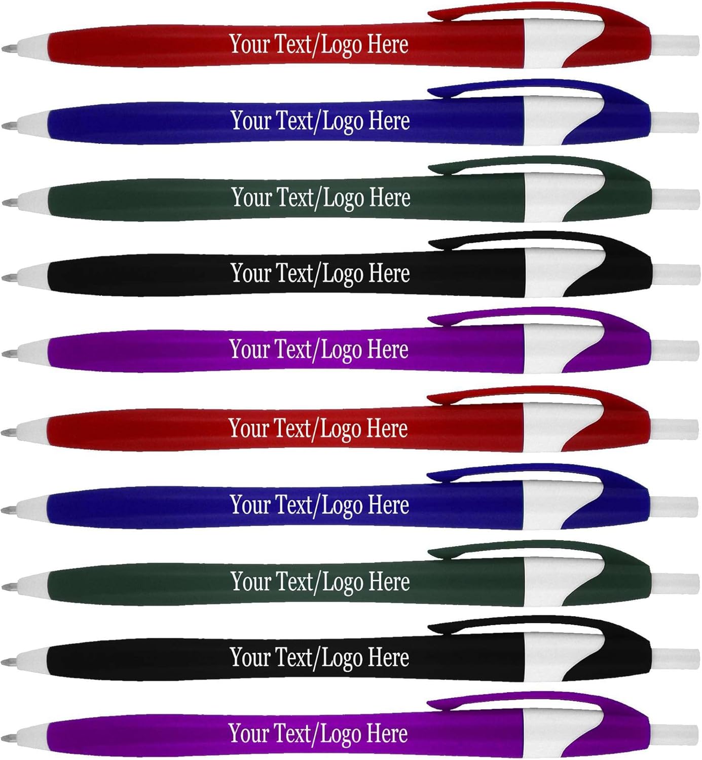 SyPen Personalized Pens With your Custom Logo or Text-500 Pack Bulk-for Businesses, Parties, and Events, Custom Printed Slim Ballpoint Click Pens, Assorted Baarrel Colors, Black Ink