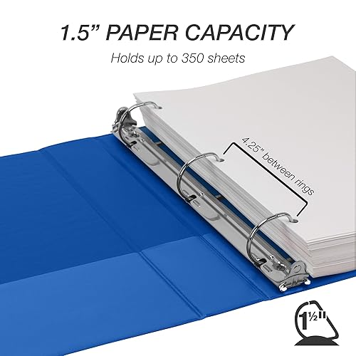 Vista 123 de Samsill Carpeta duradera de 1.5 pulgadas, fabricada en los Estados Unidos, carpeta de anillos en D, carpeta transparente personalizable, color Negro