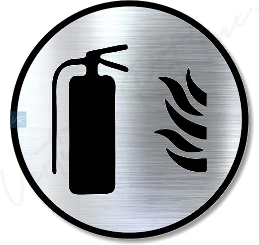 Vertical Root Inc FIRE EXTINGUISHER Sign/Sticker-Premium Brush Silver/Steel Acrylic Signage.Durable,Warning Sign.Self-Adhe...