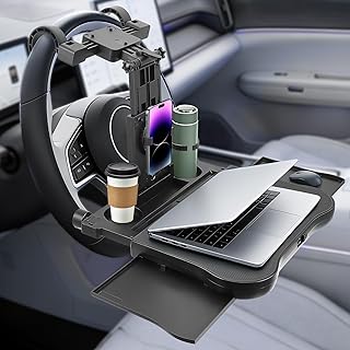 Bandeja para Asiento de Auto 20kg, Mesa de Asiento Trasero para Coche, Escritorio Giratorio de 360° con Respaldo, Portavasos, Multifuncional Coche para Comer