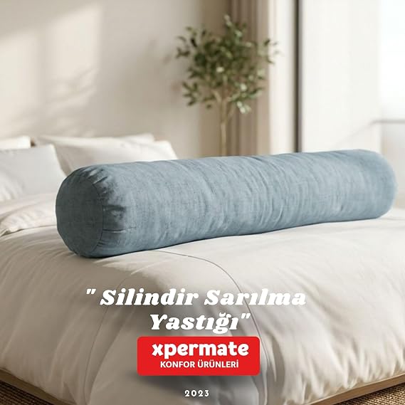 XPERMATE Hug Pillow, Sleeping Pillow, Leg Pillow Cylinder 150 x 50 x 20 Cm (Grey)