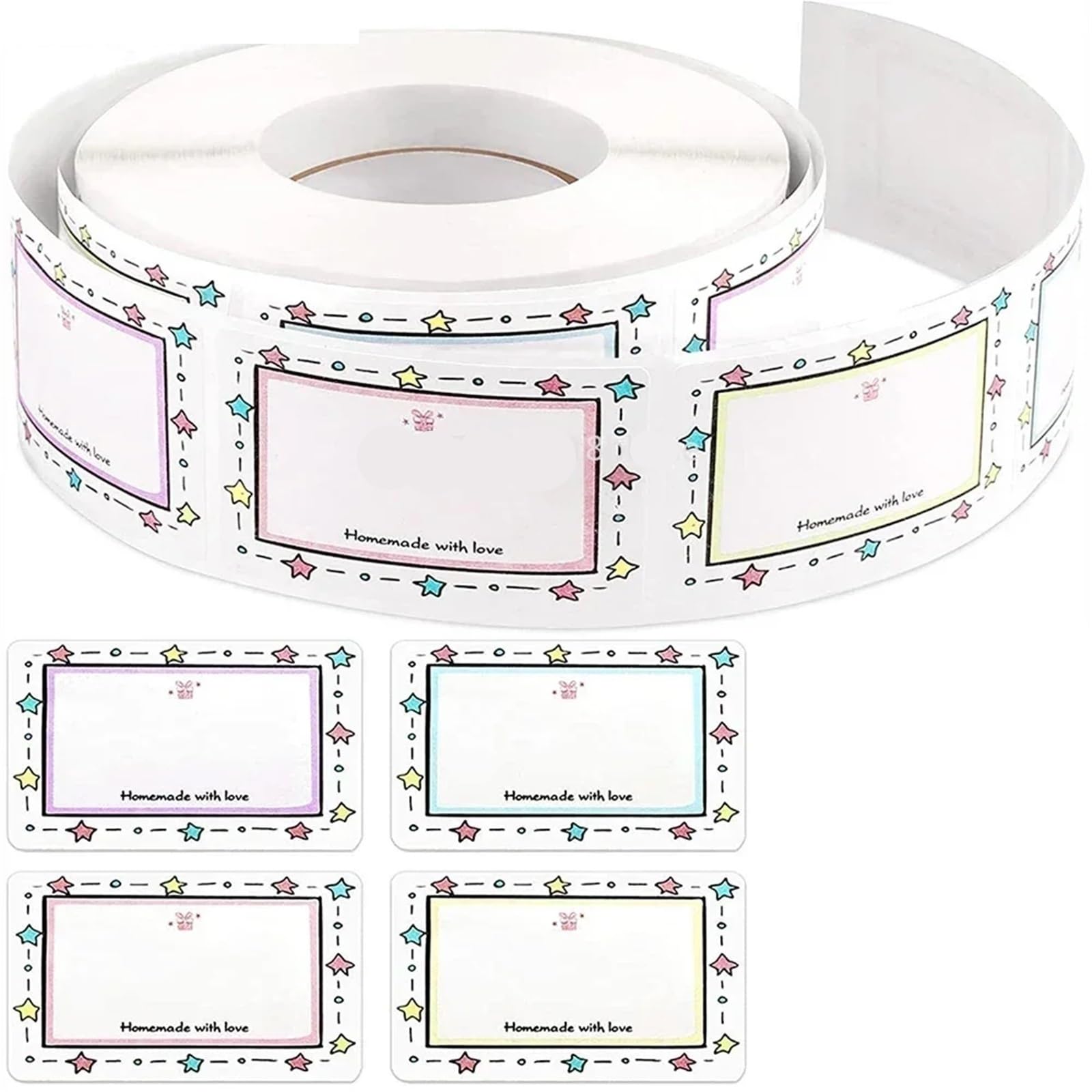 5 rollos de 250 etiquetas adhesivas for clasificación cocina, for refrigerador, almacenamiento alimentos, fecha for contenedores, bolsas, tarros y embalajes para Tarros(Color 1)
