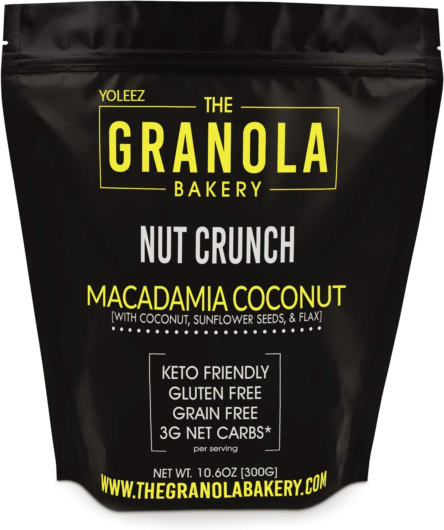 Granola Bakery - Keto Candied Macadamia Nuts - 2g Net Carb, 10.6Oz Bag - Paleo Low Carb Fat Bomb Nut Snack - Roasted Lightly Salted, Diabetic Friendly, Low Carb Dessert