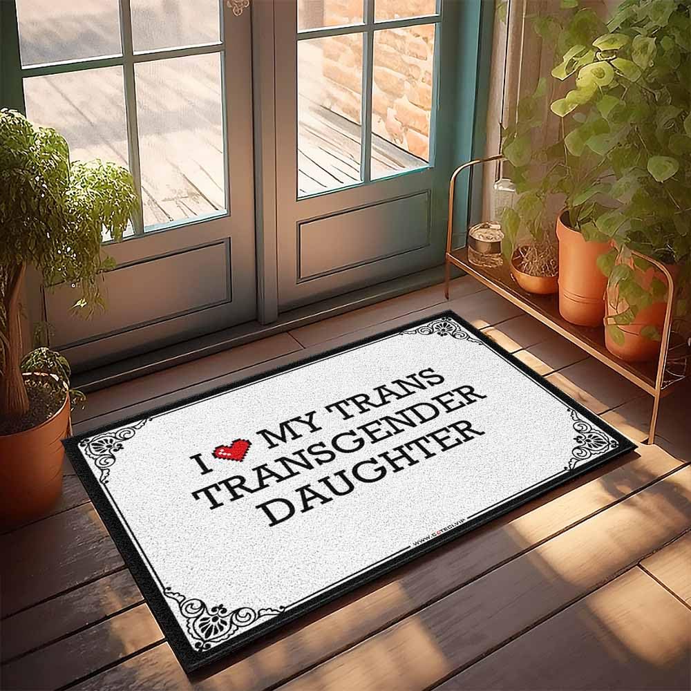 Paillasson I Love My Trans paillasson uni vintage transgenre 65x90cm pour decoration de porche