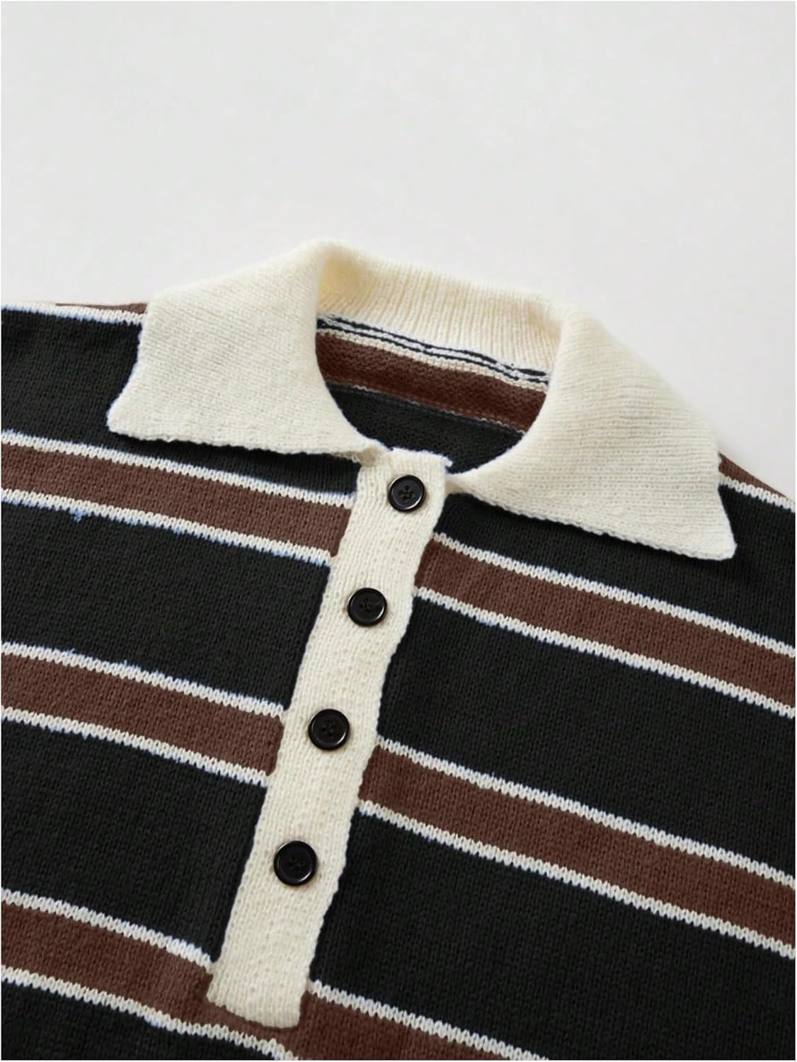 SOLY HUX Women's Striped Sweater Long Sleeve Collared Button Knit Pullover Preppy Jumper Tops - Image 4