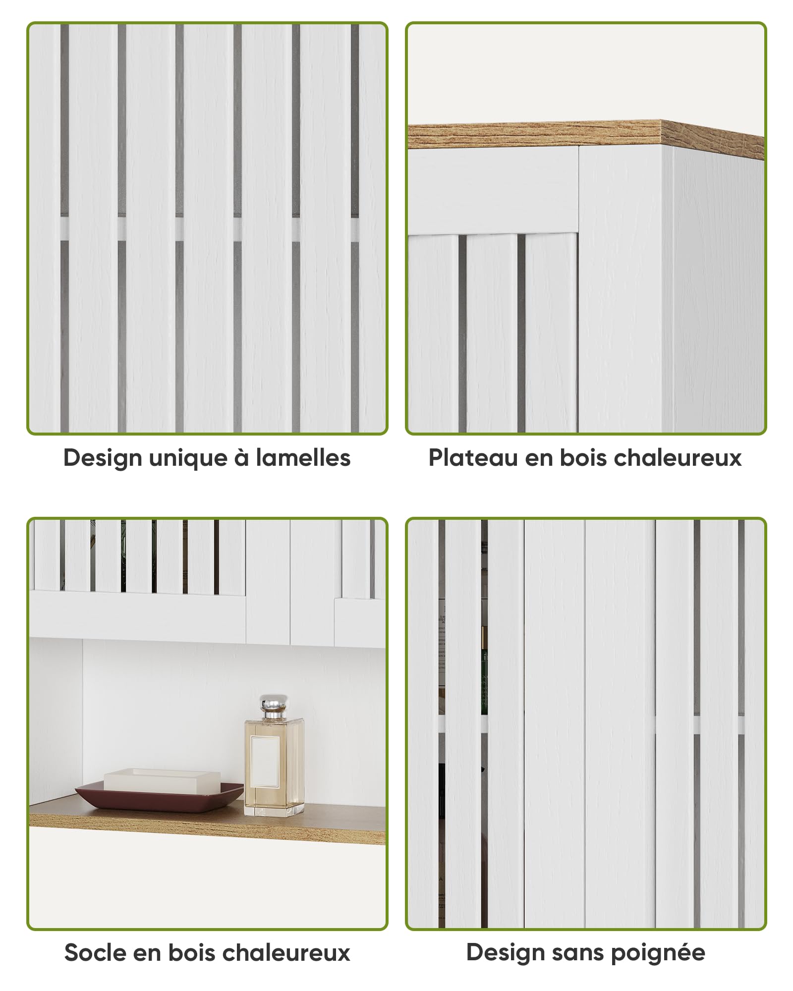 Smart FENDEE Armoire de Salle de Bain avec Porte à persiennes, Armoire Murale Blanche avec étagère réglable pour Salle de Bain, buanderie, Rangement au-Dessus des Toilettes
