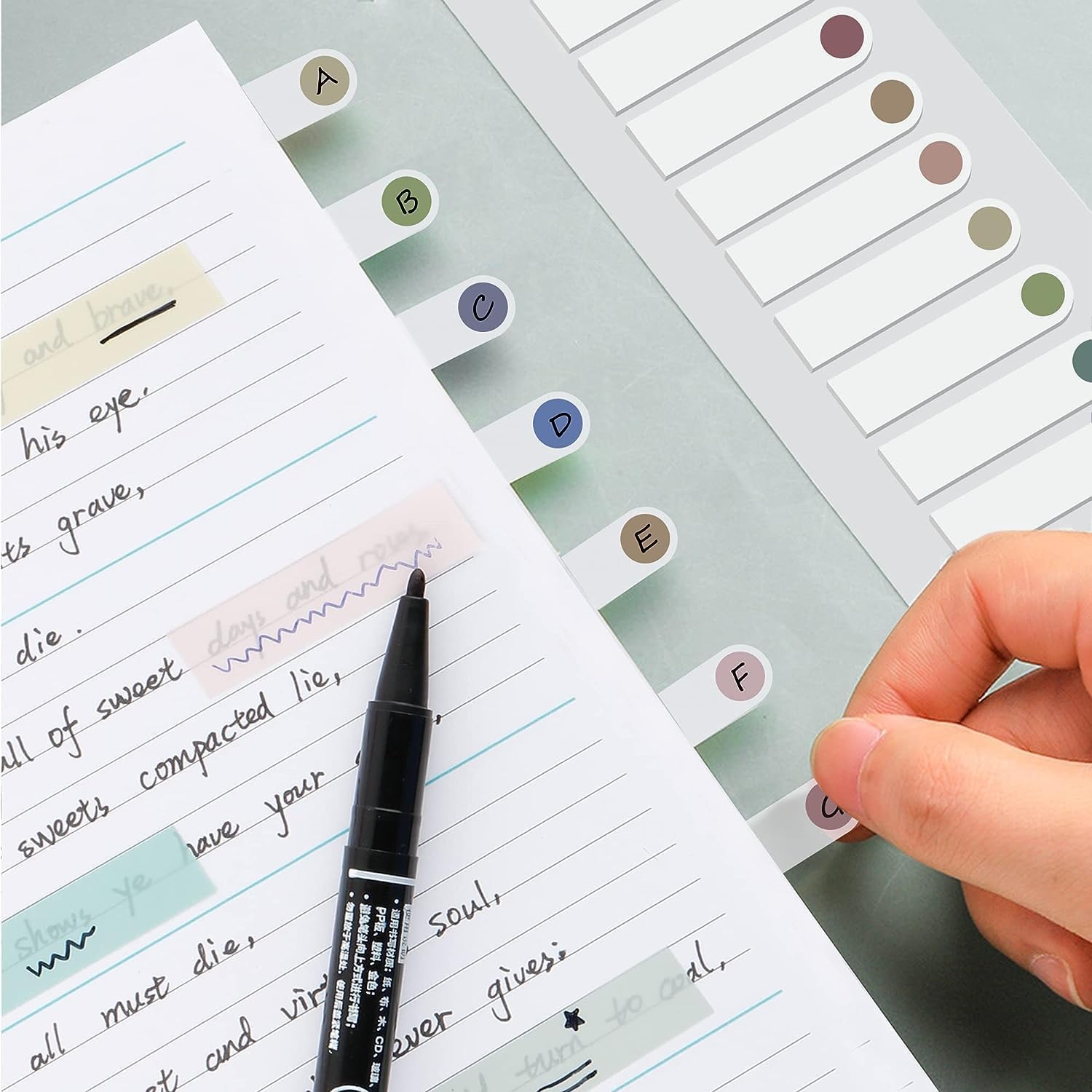Lysas 1600 Pcs Morandi Page Markers, 8 Sets Transparent Sticky Tabs image 2