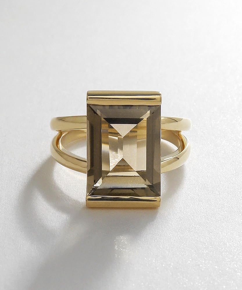 K18 スモーキークォーツ・アメジストリング 2本セット K18スモーキークォーツ ダブルアーム リング（リング