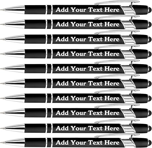 Bolígrafos personalizados a granel grabados personalizados con punta de lápiz capacitivo, bolígrafos personalizados de tinta negra, regalos para