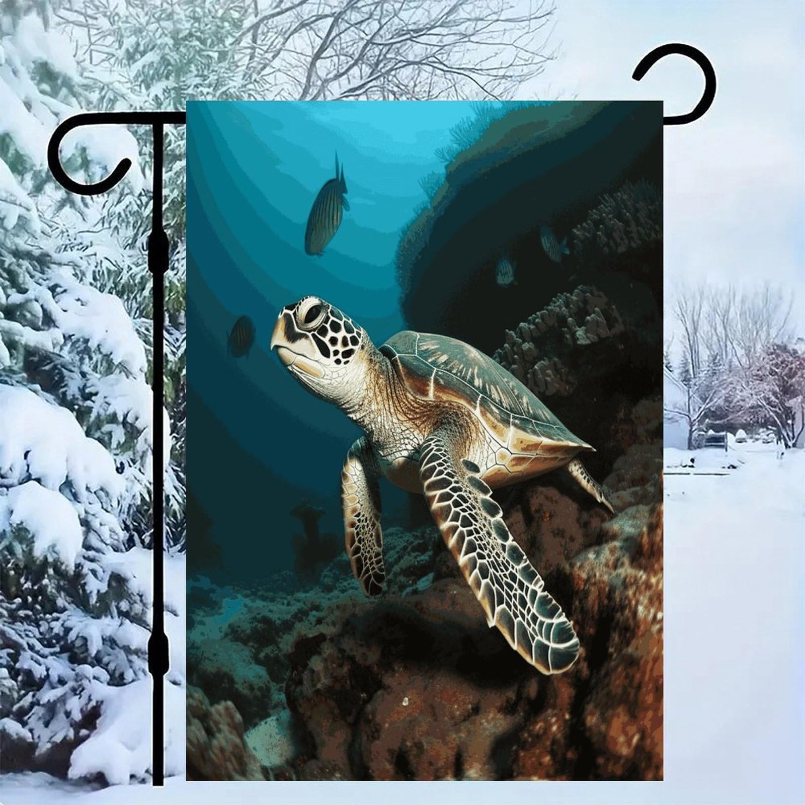 Bandera de tortuga marina para jardín exterior de 12x18 pulgadas de doble cara