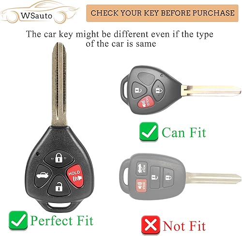 Miniatura 2 de Funda para llavero con llavero de metal compatible con Toyota Avalon 2008-2013, Camry 2007-2011, Corolla 2008-2013, accesorios Venza, funda de