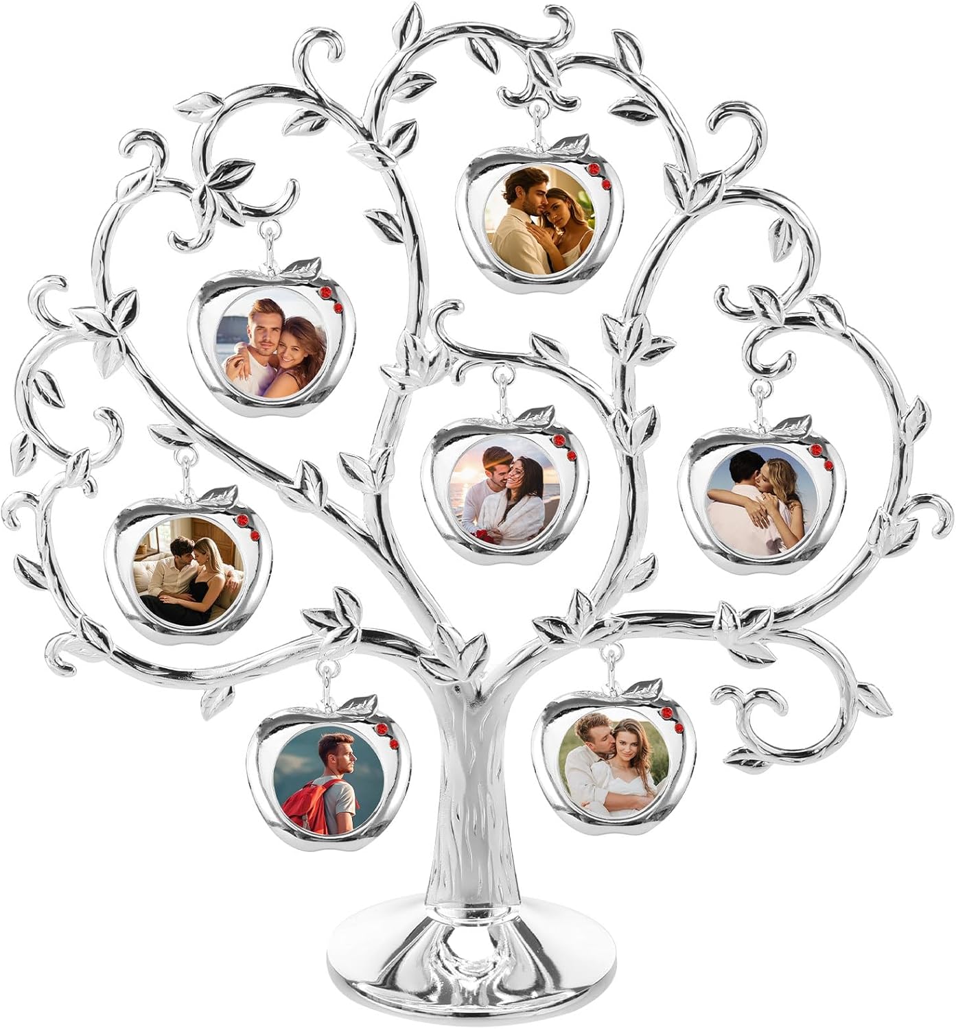 Family Tree Picture Frame, 7/12 Hanging Picture Frames, Fashionable Family Photos Frame Display, Perfect for Mother's Day, Birthdays, Christmas Day, Metal Table Top Photo Frame Decoration (Heart-shaped - 12 photos)