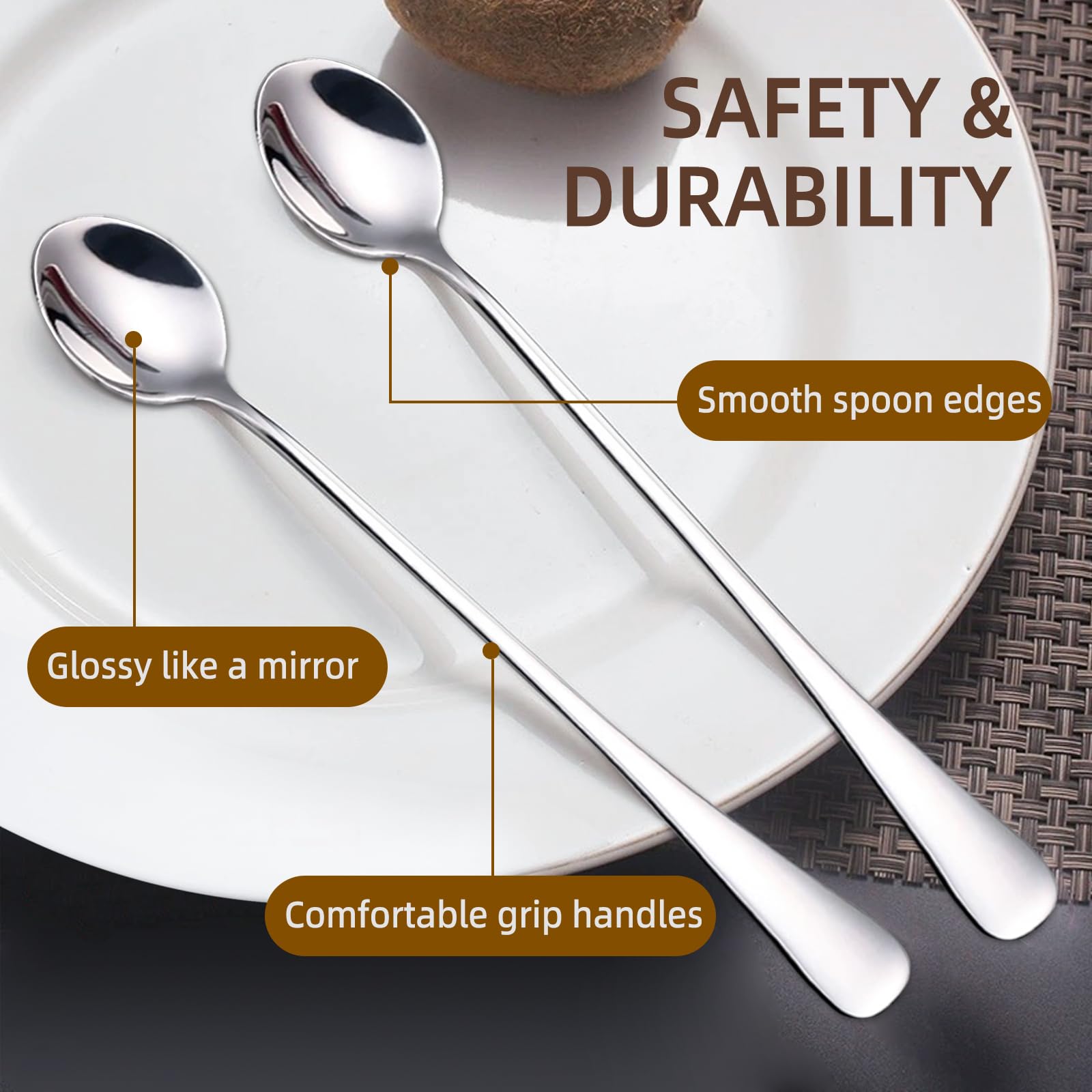 TAIHOBO Lot De 6 Cuillere A Cafe, Cuillère à Thé Longue, Cuillère Nutella Durables En Acier Inoxydable, Cuillère à Café Adapté Pour Un Dessert Glace Miel, Peut Être Lavé Au Lave-Vaisselle