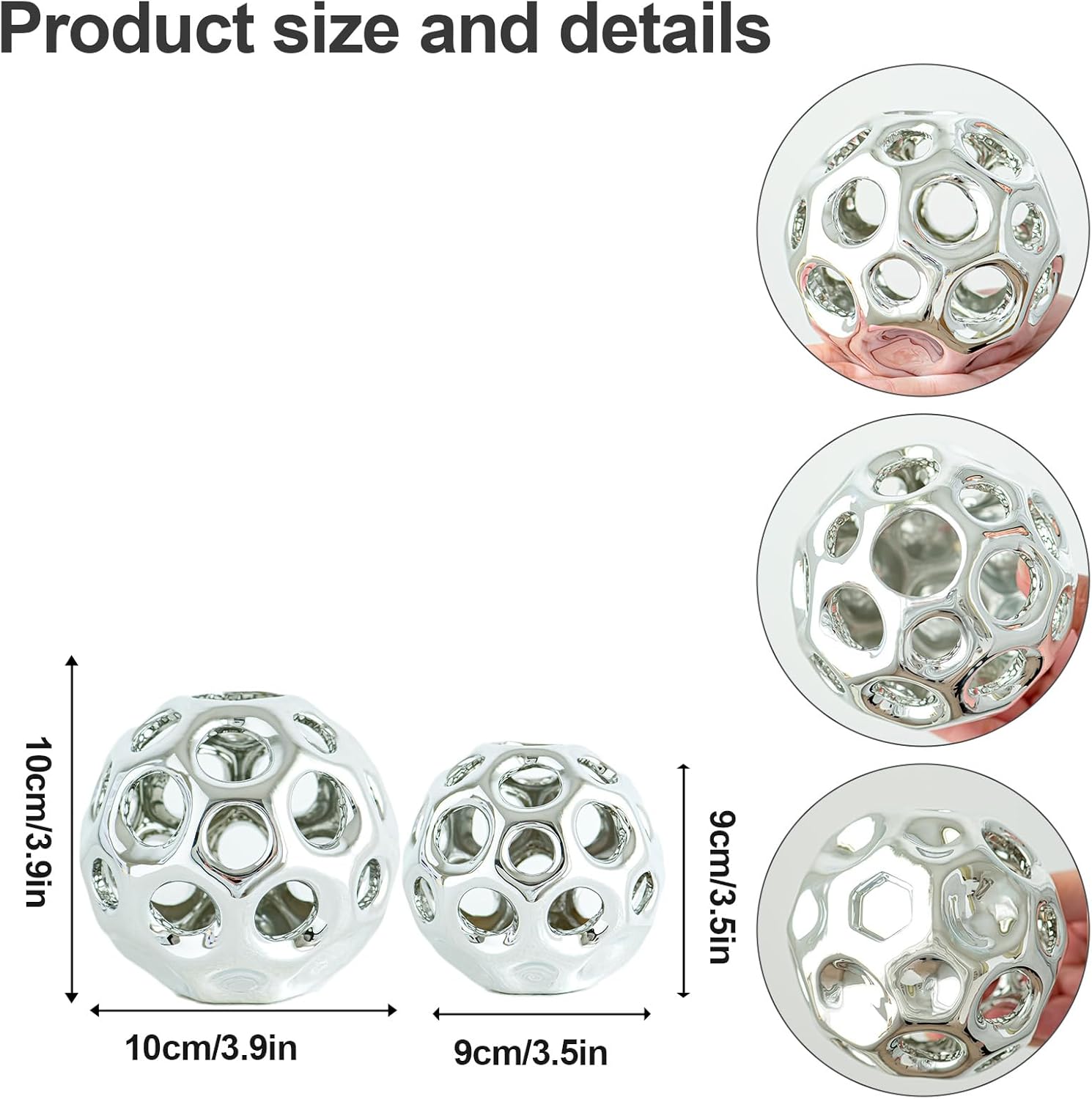 Silver Knot Orbs Decorative Objects, Modern Geometric Balls Centerpieces, Orb Knick Knacks Home Decor, Ceramic Coffee Table Sculptures for Living Room, Bedroom, Office Desktop, Bookshelf (Silver)