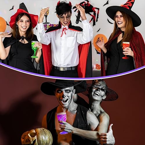 Miniatura 6 de Yungyan Juego de 60 copas de plástico de esqueleto de Halloween de 12 onzas, copas transparentes de Halloween, copas de vino, decoraciones