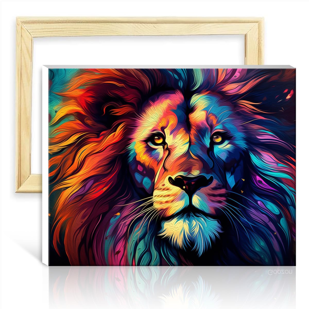 TANGFEIY Paint by Numbers Brushes Kits fire Lion DIY Oil Painting with 3 Brushes & Acrylic Paints Picture for Home Wall Decor Gifts DIY Frame(40x50cm) โ image 1