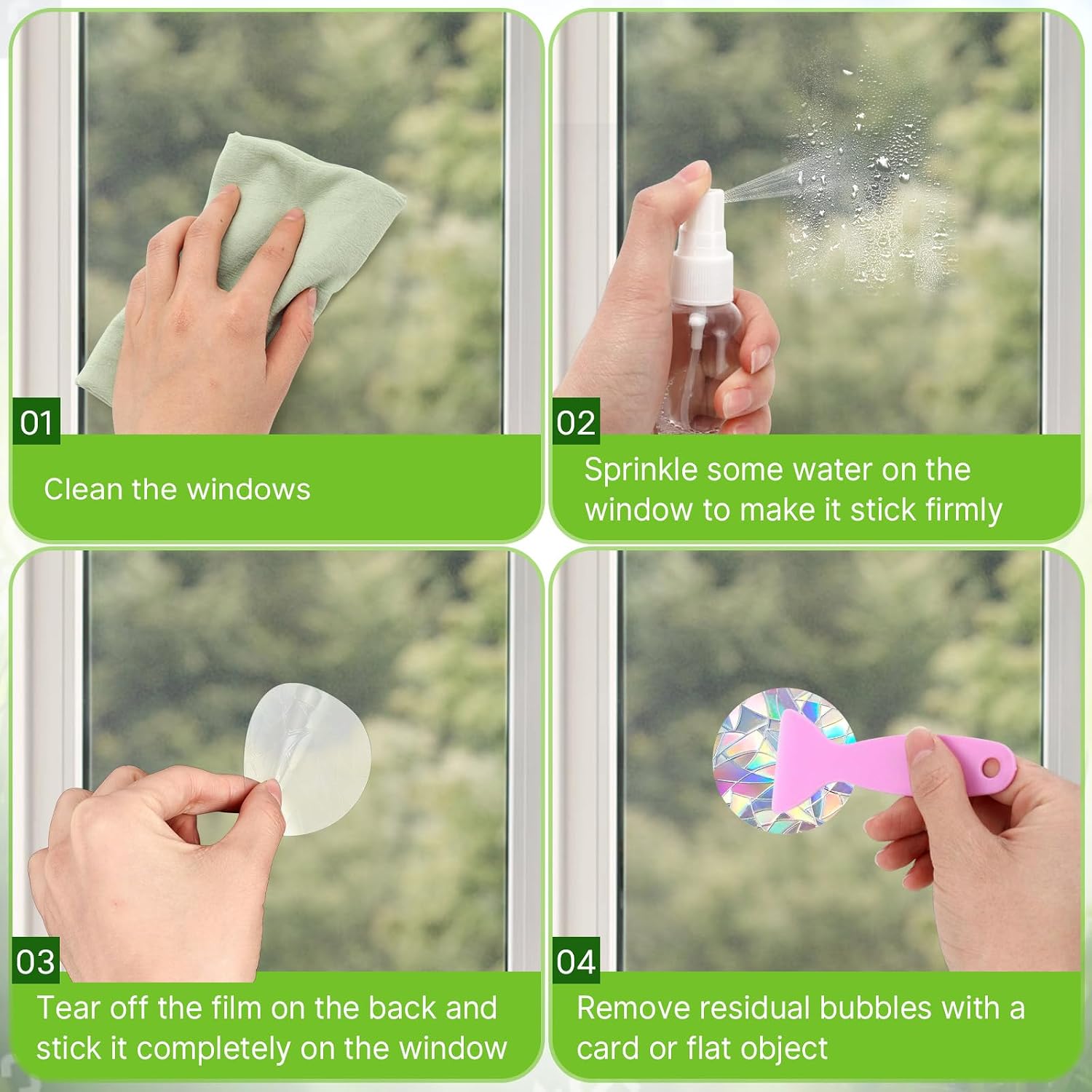 52 Pcs Circle Window Clings, Window Decals for Birds Strikes, Anti-Collision Windows Decals to Save Birds from Collisions, Rainbow Windows Clings to Prevent Bird Strikes